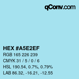 Color code: HEX #A5E2EF | qconv.com
