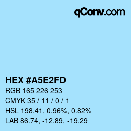 Color code: HEX #A5E2FD | qconv.com