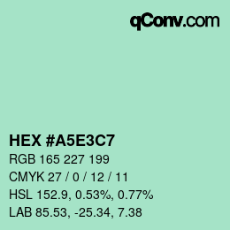 Código de color: HEX #A5E3C7 | qconv.com