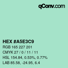 カラーコード: HEX #A5E3C9 | qconv.com