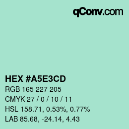 Color code: HEX #A5E3CD | qconv.com