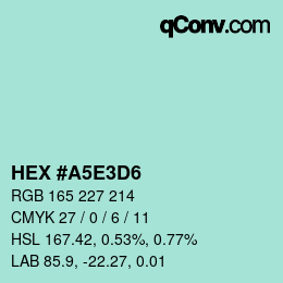 Color code: HEX #A5E3D6 | qconv.com