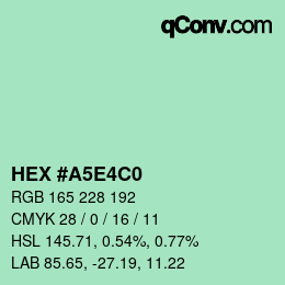 カラーコード: HEX #A5E4C0 | qconv.com