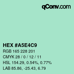 カラーコード: HEX #A5E4C9 | qconv.com