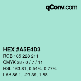 Color code: HEX #A5E4D3 | qconv.com