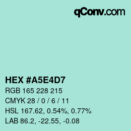 Color code: HEX #A5E4D7 | qconv.com