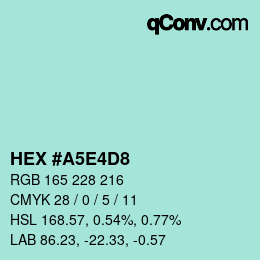 カラーコード: HEX #A5E4D8 | qconv.com