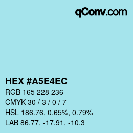 Color code: HEX #A5E4EC | qconv.com