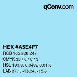 Código de color: HEX #A5E4F7 | qconv.com