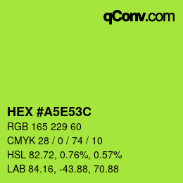 Color code: HEX #A5E53C | qconv.com