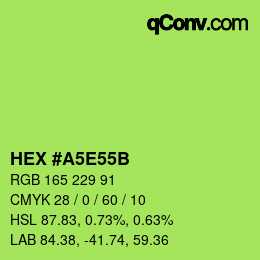 Color code: HEX #A5E55B | qconv.com
