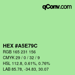 Color code: HEX #A5E79C | qconv.com