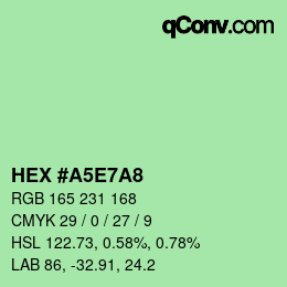 Color code: HEX #A5E7A8 | qconv.com