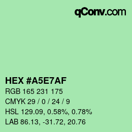 Color code: HEX #A5E7AF | qconv.com