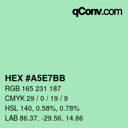 Color code: HEX #A5E7BB | qconv.com