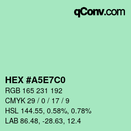 カラーコード: HEX #A5E7C0 | qconv.com