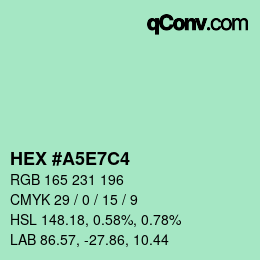 カラーコード: HEX #A5E7C4 | qconv.com
