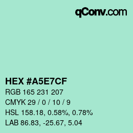 Color code: HEX #A5E7CF | qconv.com