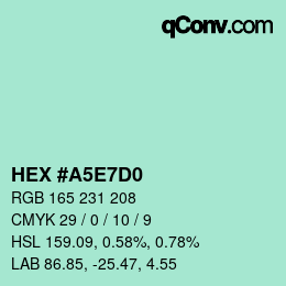 Color code: HEX #A5E7D0 | qconv.com