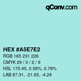 Color code: HEX #A5E7E2 | qconv.com