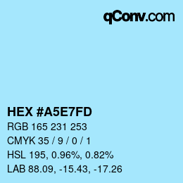 Color code: HEX #A5E7FD | qconv.com