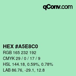 Farbcode: HEX #A5E8C0 | qconv.com