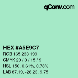 Color code: HEX #A5E9C7 | qconv.com