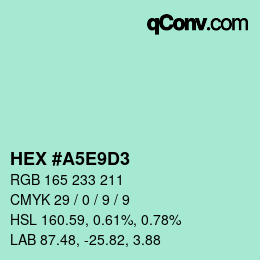 Color code: HEX #A5E9D3 | qconv.com