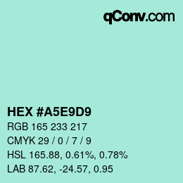 Color code: HEX #A5E9D9 | qconv.com