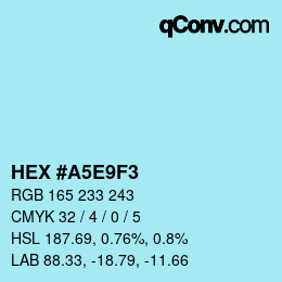 Color code: HEX #A5E9F3 | qconv.com