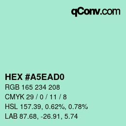 Color code: HEX #A5EAD0 | qconv.com