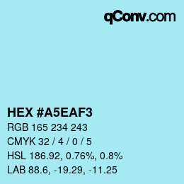 Color code: HEX #A5EAF3 | qconv.com