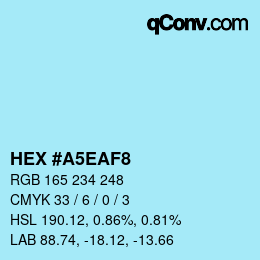 Color code: HEX #A5EAF8 | qconv.com