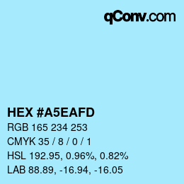 Color code: HEX #A5EAFD | qconv.com