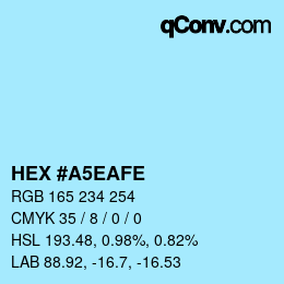 Color code: HEX #A5EAFE | qconv.com