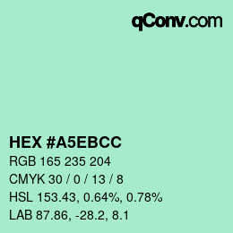Color code: HEX #A5EBCC | qconv.com