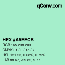 Color code: HEX #A5EECB | qconv.com