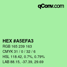 Color code: HEX #A5EFA3 | qconv.com