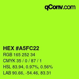 Farbcode: HEX #A5FC22 | qconv.com