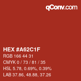 Color code: HEX #A62C1F | qconv.com