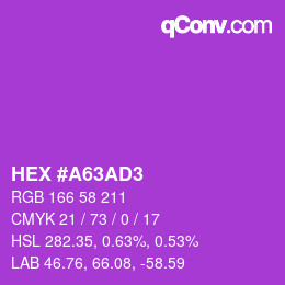 カラーコード: HEX #A63AD3 | qconv.com