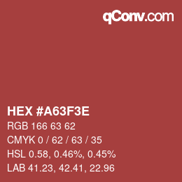 Color code: HEX #A63F3E | qconv.com