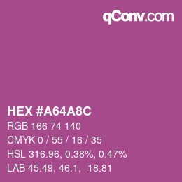 颜色代码: HEX #A64A8C | qconv.com