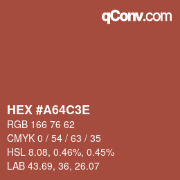 Color code: HEX #A64C3E | qconv.com
