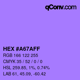 カラーコード: HEX #A67AFF | qconv.com