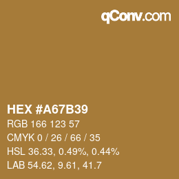 Color code: HEX #A67B39 | qconv.com