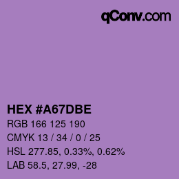 Color code: HEX #A67DBE | qconv.com
