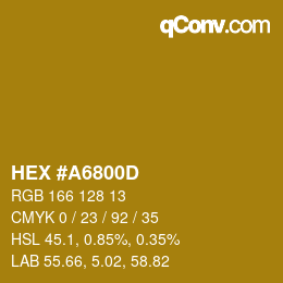 颜色代码: HEX #A6800D | qconv.com