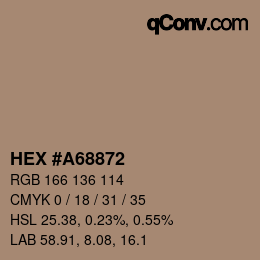 Farbcode: HEX #A68872 | qconv.com