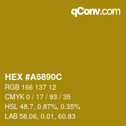 Color code: HEX #A6890C | qconv.com